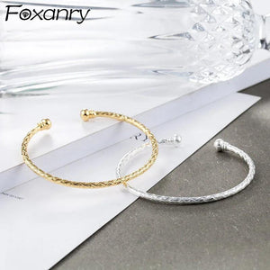 Foxanry Adjustable Silver Bracelet Vintage Twist Party Jewelry