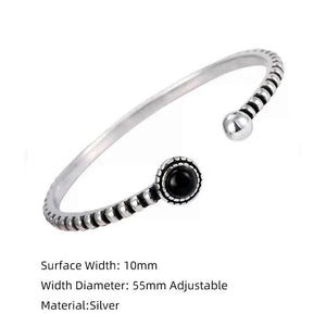 Foxanry Silver Vintage Weave Cuff Bangle Bracelet for Women Size 55mm