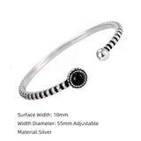 Foxanry Silver Vintage Weave Cuff Bangle Bracelet for Women Size 55mm