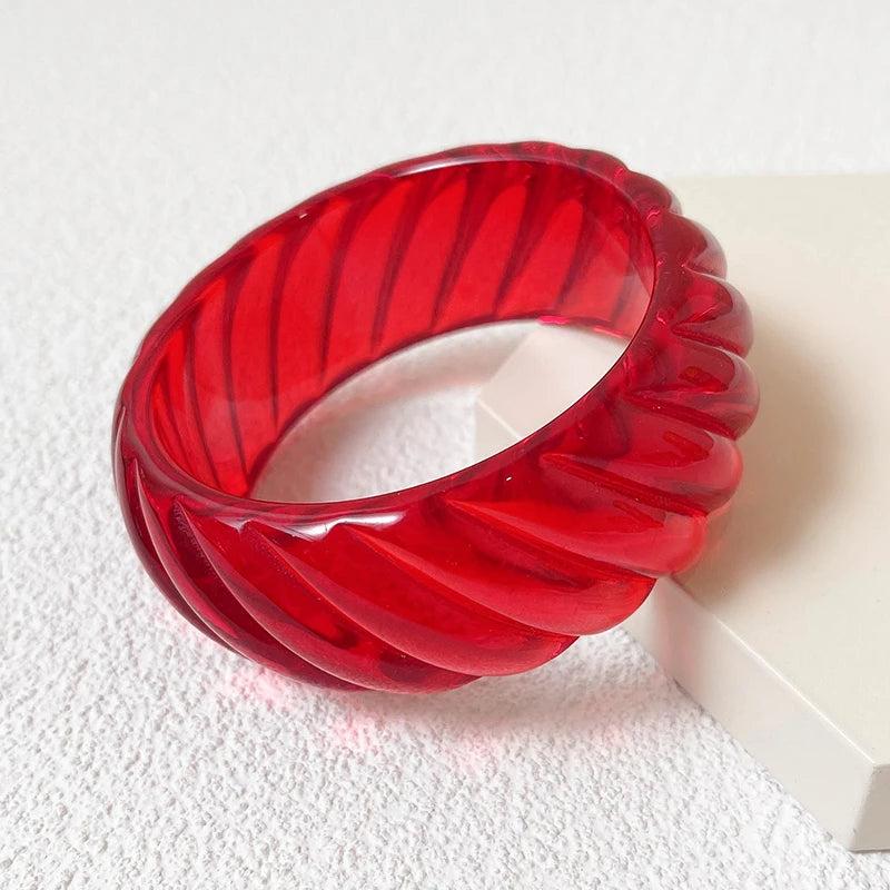 Colorful Acrylic Bangles for Women - Wide Bangle Bracelets with Charm
