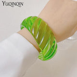 Colorful Acrylic Bangles for Women - Wide Bangle Bracelets with Charm