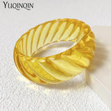 Colorful Acrylic Bangles for Women - Wide Bangle Bracelets with Charm