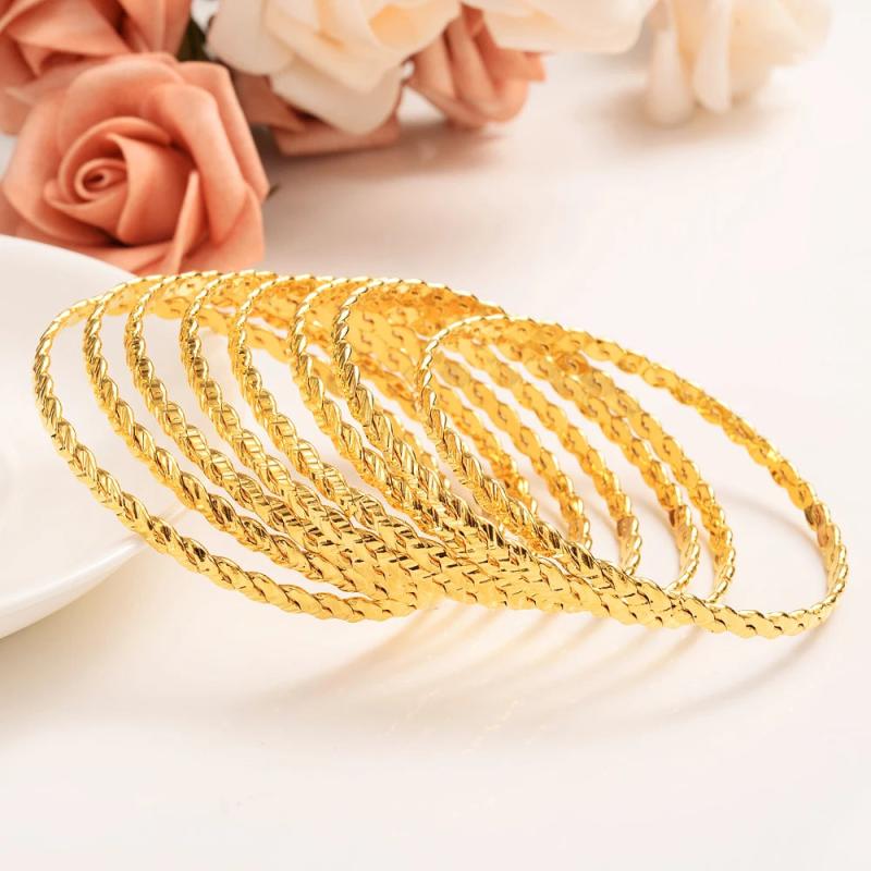 4pcs 24k Ethiopian Jewelry Bangles For Women Dubai Ramadan Bangles&Bracelet