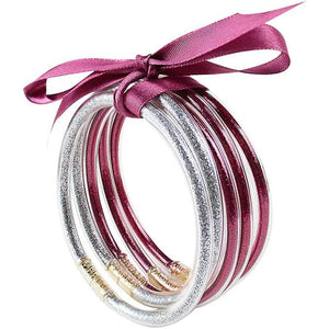 5Pc/set Glitter Jelly Bangle Set Plastic Boho Bracelet Party Bangles