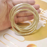 5Pc/set Glitter Jelly Bangle Set Plastic Boho Bracelet Party Bangles