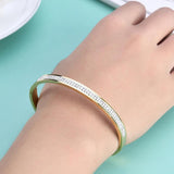 Crystal Rhinestone Pave Stainless Steel Open Bracelets for Women