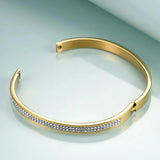 Crystal Rhinestone Pave Stainless Steel Open Bracelets for Women