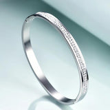 Crystal Rhinestone Pave Stainless Steel Open Bracelets for Women