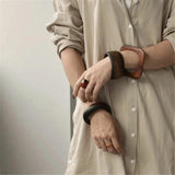 Vintage Wooden Geometric Bangle Bracelet for Women