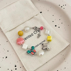 Pink Green Ceramics Butterfly Bird Star Geometric Bracelet for Women Girls