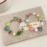 Pink Green Ceramics Butterfly Bird Star Geometric Bracelet for Women Girls
