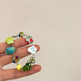 Pink Green Ceramics Butterfly Bird Star Geometric Bracelet for Women Girls