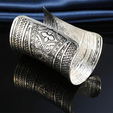 Boho Ethnic Metal Flower Cuff Bracelet - Women's Jewelry