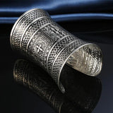 Boho Ethnic Metal Flower Cuff Bracelet - Women's Jewelry