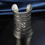 Boho Ethnic Metal Flower Cuff Bracelet - Women's Jewelry
