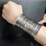 Boho Ethnic Metal Flower Cuff Bracelet - Women's Jewelry