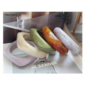 Colorful Acrylic Square Bangle Bracelet for Women