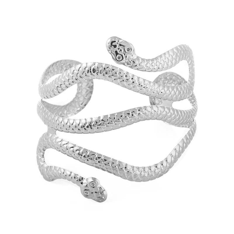 Silver Arm Cuff Bracelet Snake Armband Adjustable Bangle