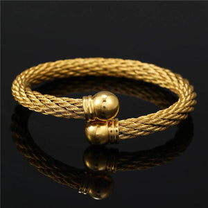 Titanium Steel Open Round Ball Cuff Bangle Bracelet