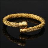 Titanium Steel Open Round Ball Cuff Bangle Bracelet