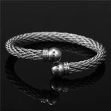 Titanium Steel Open Round Ball Cuff Bangle Bracelet