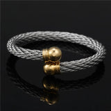 Titanium Steel Open Round Ball Cuff Bangle Bracelet