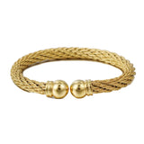 Titanium Steel Open Round Ball Cuff Bangle Bracelet