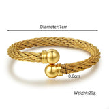 Titanium Steel Open Round Ball Cuff Bangle Bracelet