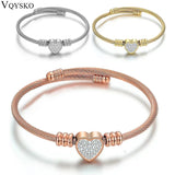 Heart Shaped Crystal Bracelet Stainless Steel Women Jewelry