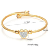Heart Shaped Crystal Bracelet Stainless Steel Women Jewelry