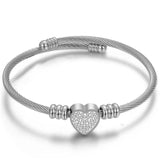 Heart Shaped Crystal Bracelet Stainless Steel Women Jewelry