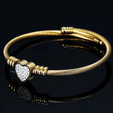 Heart Shaped Crystal Bracelet Stainless Steel Women Jewelry