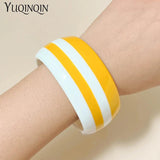Vintage Resin Cuff Bracelets Bangles for Women Wide Stripe Acrylic Bracelet