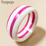 Vintage Resin Cuff Bracelets Bangles for Women Wide Stripe Acrylic Bracelet