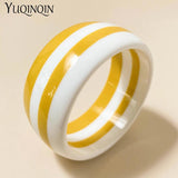 Vintage Resin Cuff Bracelets Bangles for Women Wide Stripe Acrylic Bracelet