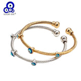 Evil Eye Bangle Bracelet Lucky Dropping Oil Silver Bangles for Women Men Jewelry