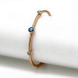 Evil Eye Bangle Bracelet Lucky Dropping Oil Silver Bangles for Women Men Jewelry