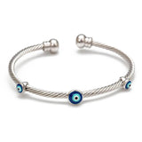 Evil Eye Bangle Bracelet Lucky Dropping Oil Silver Bangles for Women Men Jewelry