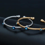 Evil Eye Bangle Bracelet Lucky Dropping Oil Silver Bangles for Women Men Jewelry
