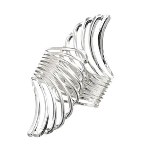 Feather Wide Cuff Bracelet Silver Alloy Bangle Jewelry