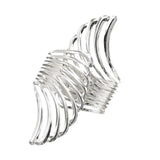 Feather Wide Cuff Bracelet Silver Alloy Bangle Jewelry