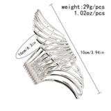Feather Wide Cuff Bracelet Silver Alloy Bangle Jewelry