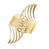 Feather Wide Cuff Bracelet Silver Alloy Bangle Jewelry