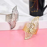Feather Wide Cuff Bracelet Silver Alloy Bangle Jewelry