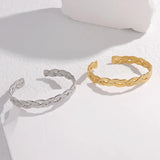316L Stainless Steel Geometric Weaving Cuff Bracelet for Women Adjustable Bangle