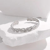 316L Stainless Steel Geometric Weaving Cuff Bracelet for Women Adjustable Bangle