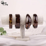 Guanlong Leopard Print Resin Cuff Bracelet Wide Geometric Charm Jewelry