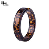 Guanlong Leopard Print Resin Cuff Bracelet Wide Geometric Charm Jewelry