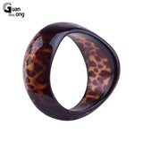 Guanlong Leopard Print Resin Cuff Bracelet Wide Geometric Charm Jewelry