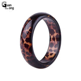 Guanlong Leopard Print Resin Cuff Bracelet Wide Geometric Charm Jewelry